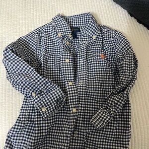 Ralph Lauren Blue and White Checkered Kids Button Down Shirt